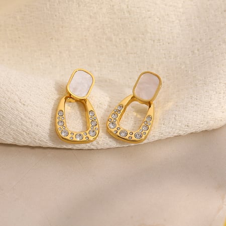 1 paio di orecchini pendenti da donna in acciaio inossidabile con cerchio della serie Simple 2
