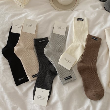 1 Pair Simple Solid Colored Pure Cotton Women's  Mid-Calf Socks