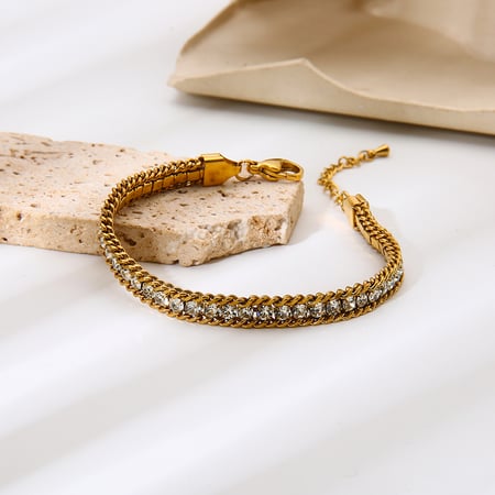 1 stuk luxe klassieke ketting roestvrij staal zirkoon dames ketting armbanden 2