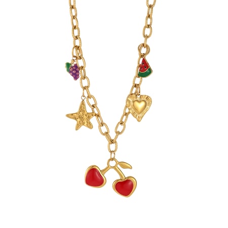 1 Stück Vivid Fruits Edelstahl-Anhänger-Halsketten für Damen 2