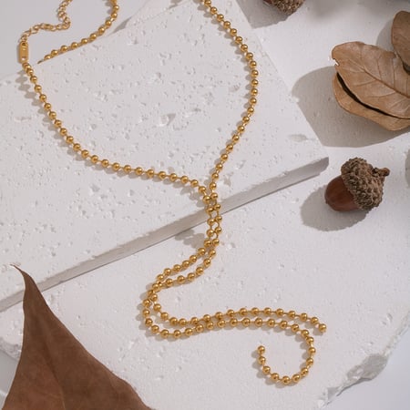1 stuk Y-vormige kralenketting van roestvrij staal, goudkleurige ketting 2