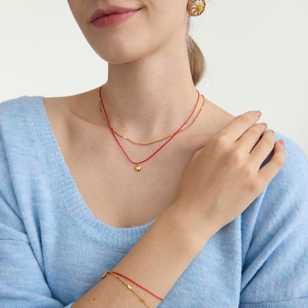 1 Stück Romantische Herz Edelstahl Gold Farbe Damen Layered Halsketten 2