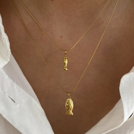 Collana con ciondolo color oro a forma di pesce in acciaio inossidabile da 1 pezzo 2