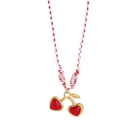 1 pezzo di collana con ciondolo da donna in acciaio inossidabile rosso ciliegia di lusso 2