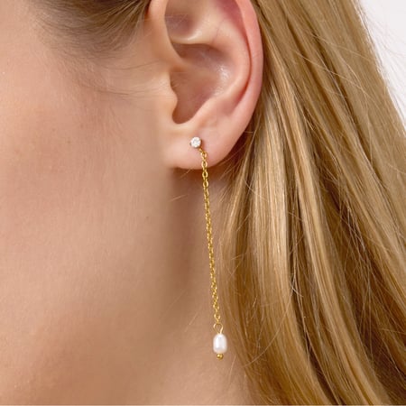 1 Pair Elegant Pearl Stainless Steel Gold Color Women's Dangle Earrings 2