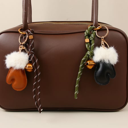 1 Fashion Furry  Cute Small Glove PU Women's Bag Charms 2