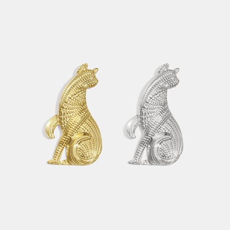 1 Piece Cat Shape Stainless Steel Gold Color Brooch 2