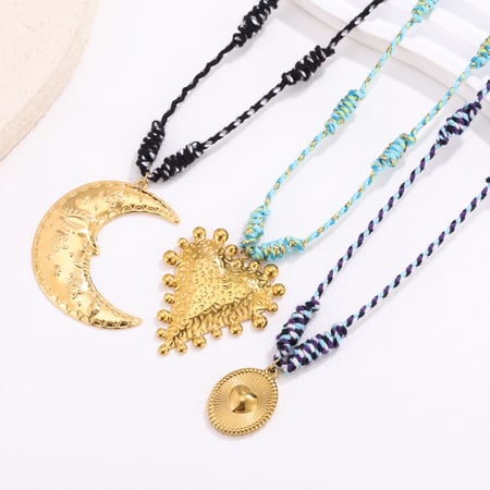 Collar con colgante clásico de luna de acero inoxidable para mujer, 1 pieza