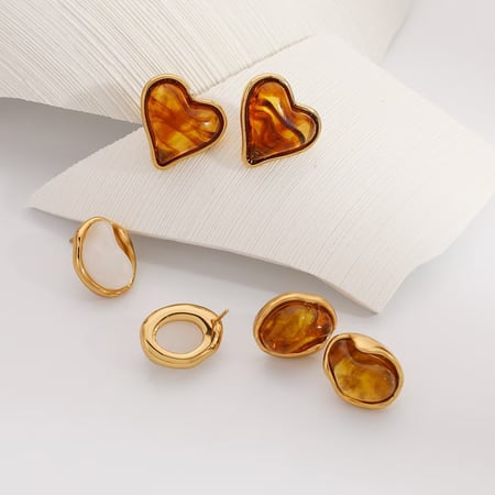 1 Paar Simple Series Daily Heart Circle Edelstahl Damen Ohrstecker 2