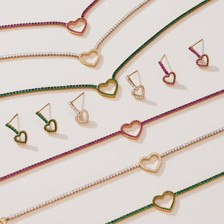 Sophisticated Heart Stainless Steel Gold Color Zircon Women's Jewelry Sets