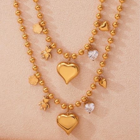 1 Piece Romantic Heart Stainless Steel Gold Color Women's Pendant Necklaces 2
