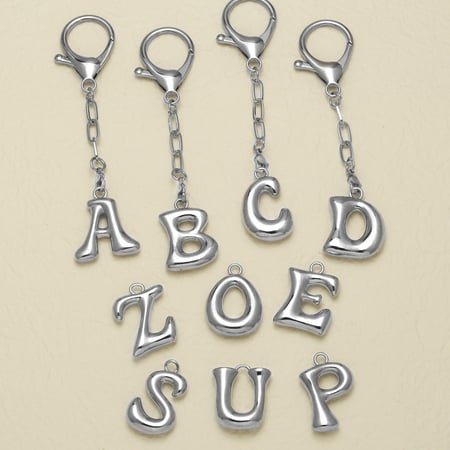 1 Piece Bubble Letter Copper Keychain 2