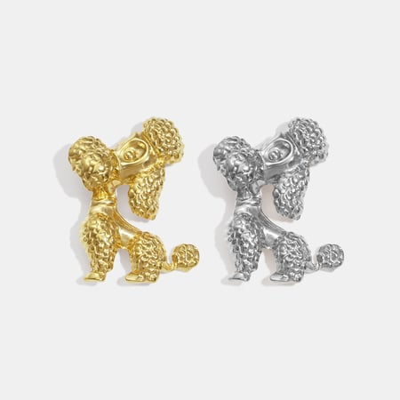 1 Piece Poodle Shape Stainless Steel Gold Color Brooch 2