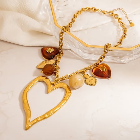 1 Piece Retro Heart Sun Stainless Steel Women's Pendant Necklaces 2