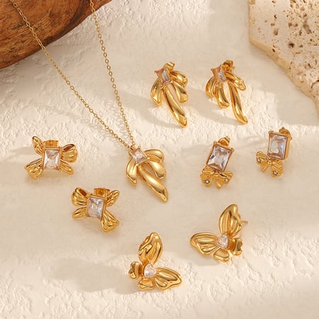 Ensemble de colliers en acier inoxydable avec nœud papillon doux 2