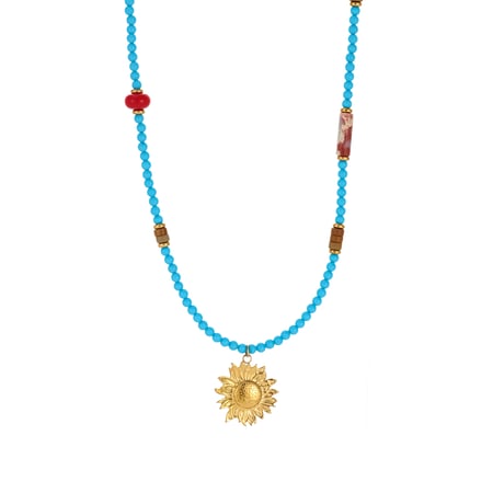 Collar de cuentas clásico con flores y piedras naturales para mujer, 1 pieza 2