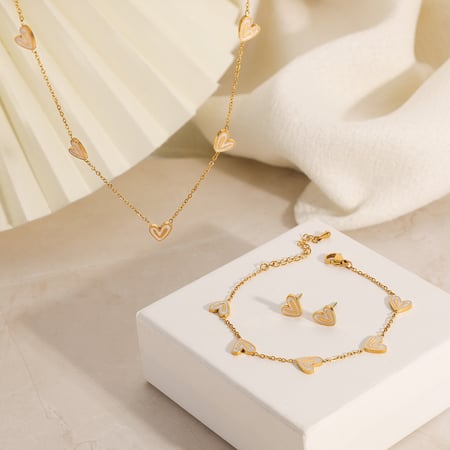 1 Piece Simple  Sweet Heart Chain Stainless Steel Women's Chain Necklaces