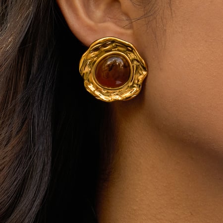 1 Paar unregelmäßige Kreise Edelstahl Gold Farbe Acryl Damen Ohrstecker 2