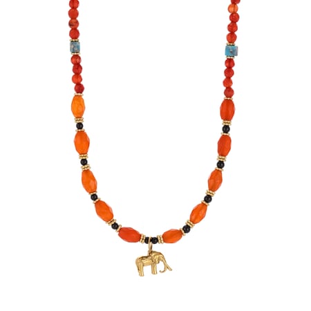 Collar con colgante de acero inoxidable con forma de corazón y cereza de piedra natural para mujer, serie roja, 1 unidad 2