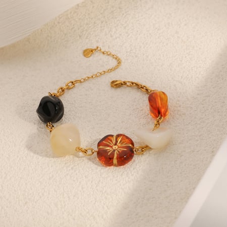 1 bracelet chaîne rétro en acier inoxydable pour femme avec motif floral 2