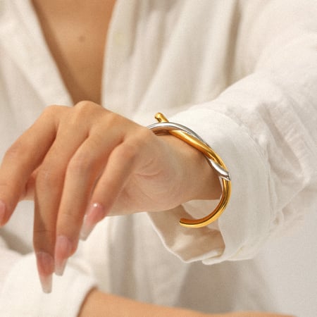 1 Parça Düğüm Şeklinde Karışık Altın Paslanmaz Çelik Manşet Bileklik