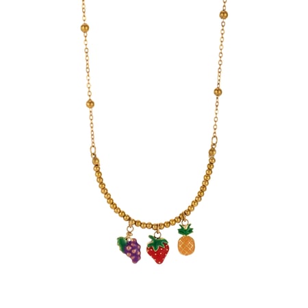 1 collar con colgante de acero inoxidable dorado con forma de fruta colorida para mujer 2