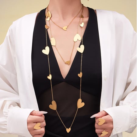 Classic Heart Solid Color Chain Titanium Steel Women's Jewelry Sets 2