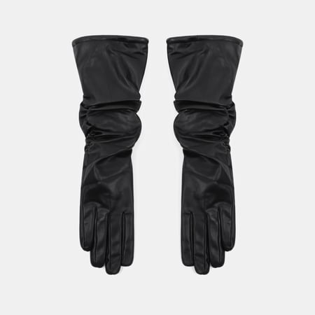 1 Pair Retro Solid Color PU Women's Gloves 2