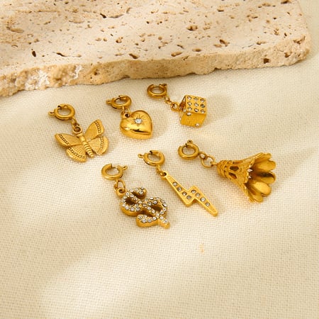 1 Pair Stainless Steel Gold Color Zircon DIY Pendant 2
