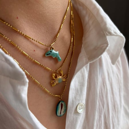 1 Piece Stainless Steel Enamel Oceanic Animal Pendant Necklace