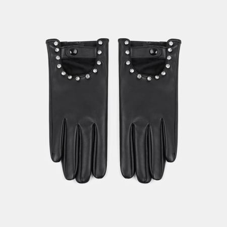 1 Pair Punk Style Solid Color Hollowed-out PU Women's Gloves