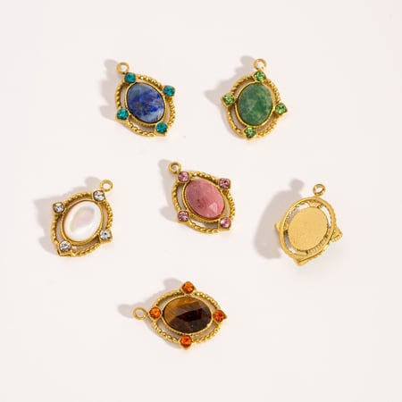 Pendentif rond rétro classique en acier inoxydable pour femme (1 pièce) 2