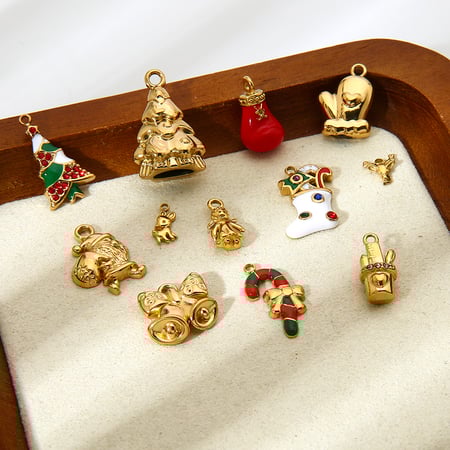 Pendentif de Noël à faire soi-même en acier inoxydable doré (1 pièce) 2