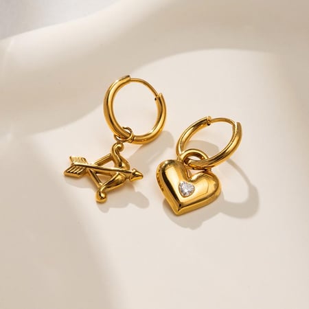 1 Pair Cupid's Arrow Stainless Steel Gold Color Women's Drop Earrings