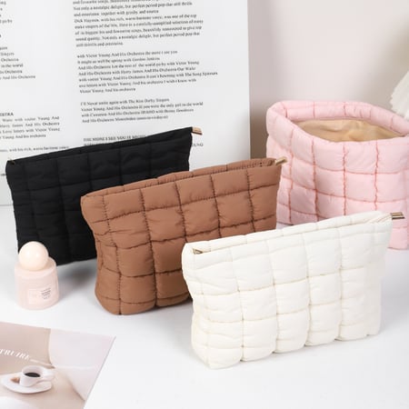 1 Stück einfarbige, geknitterte, wolkenförmige Kosmetiktasche für Damen 2