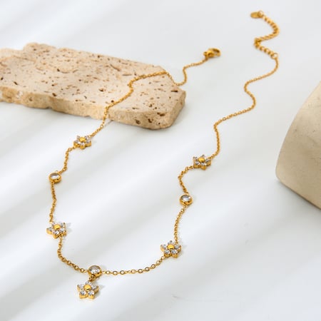 1 stuk zoete bloem roestvrij staal goudkleurige zirkoon hanger ketting 2