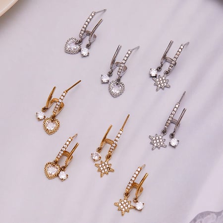 1 Paar Shining Star Edelstahl Goldfarbene Zirkonia Damen-Ohrhänger