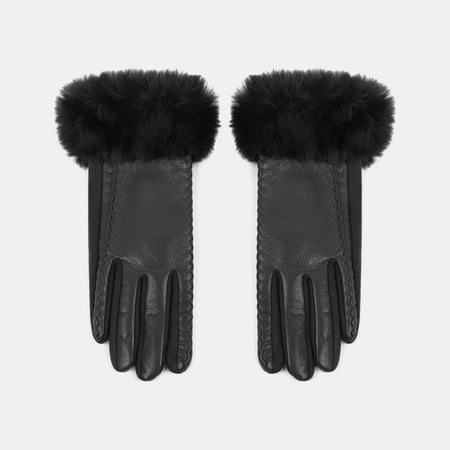 1 Pair Simple Solid Color PU Plush Women's Gloves 2