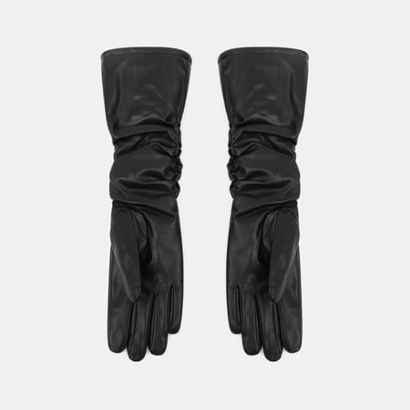 1 Pair Retro Solid Color PU Women's Gloves