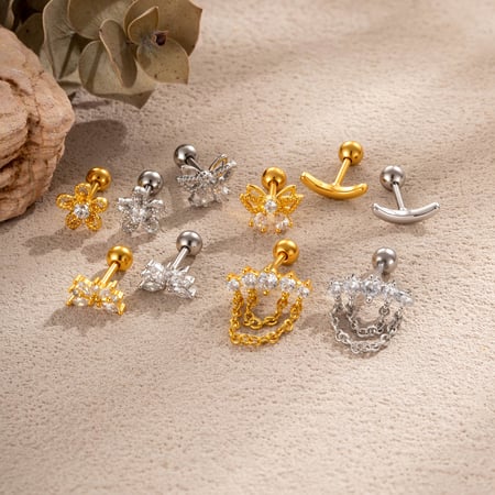 Boucles d'oreilles pendantes papillon brillantes en cuivre et zircon pour femme (1 pièce)