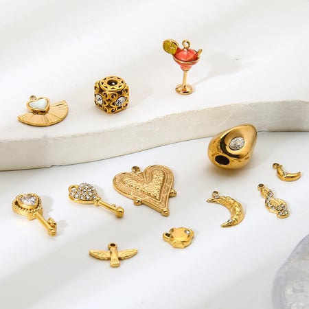 1 stuk roestvrijstalen, goudkleurige zirkoon DIY-hanger 2