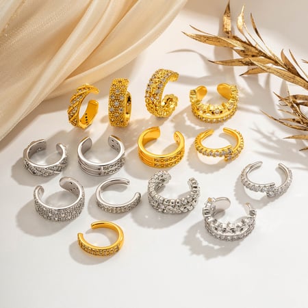 1 stuk ingewikkeld ontwerp koperen zirkoon dames clip-on oorbellen