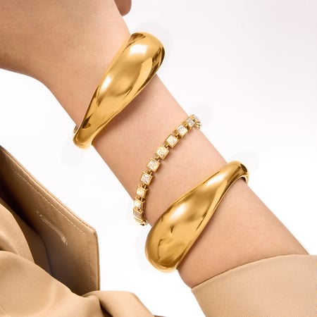 1 Piece Irregular Shape Stainless Steel Gold Color Women's Cuff Bracelets
