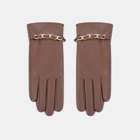 1 Pair Solid Color Chain PU Women's Gloves