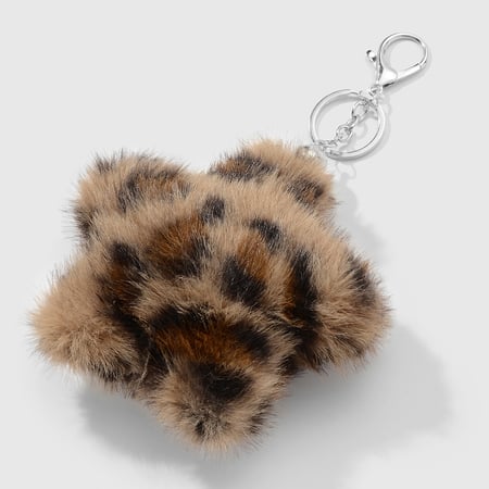 1 Piece Retro Leopard Print Flower Bag Charm