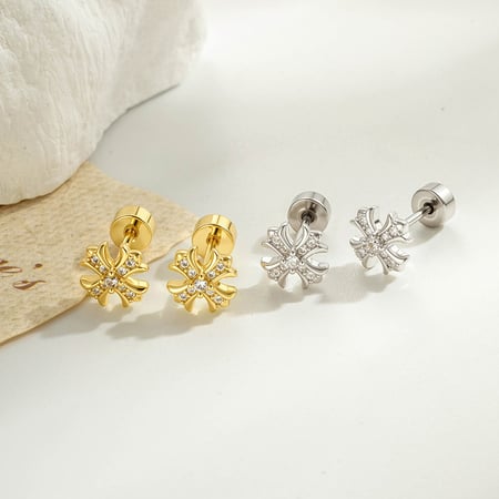 1 stuk eenvoudige kruis koperen zirkoon piercing oorbellen voor vrouwen