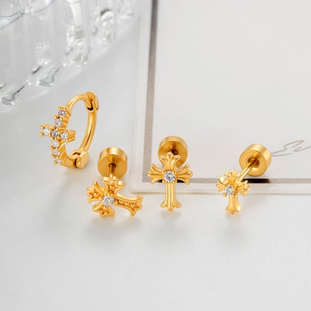 1 stuk kruis koperen zirkoon piercing oorbellen voor dames