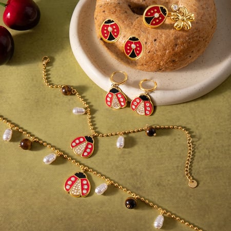 Vivid Beetle Stainless Steel Gold Color Women's Jewelry Sets