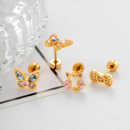 1 stuk strikknoop koper goudkleurige zirkonia oorbellen voor dames