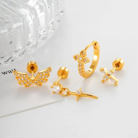 1 stuk prachtige kruisvleugels koperen zirkoon piercing oorbellen voor dames